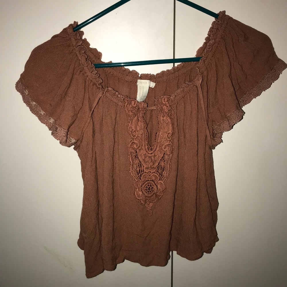 Dusty pink off the shoulder top